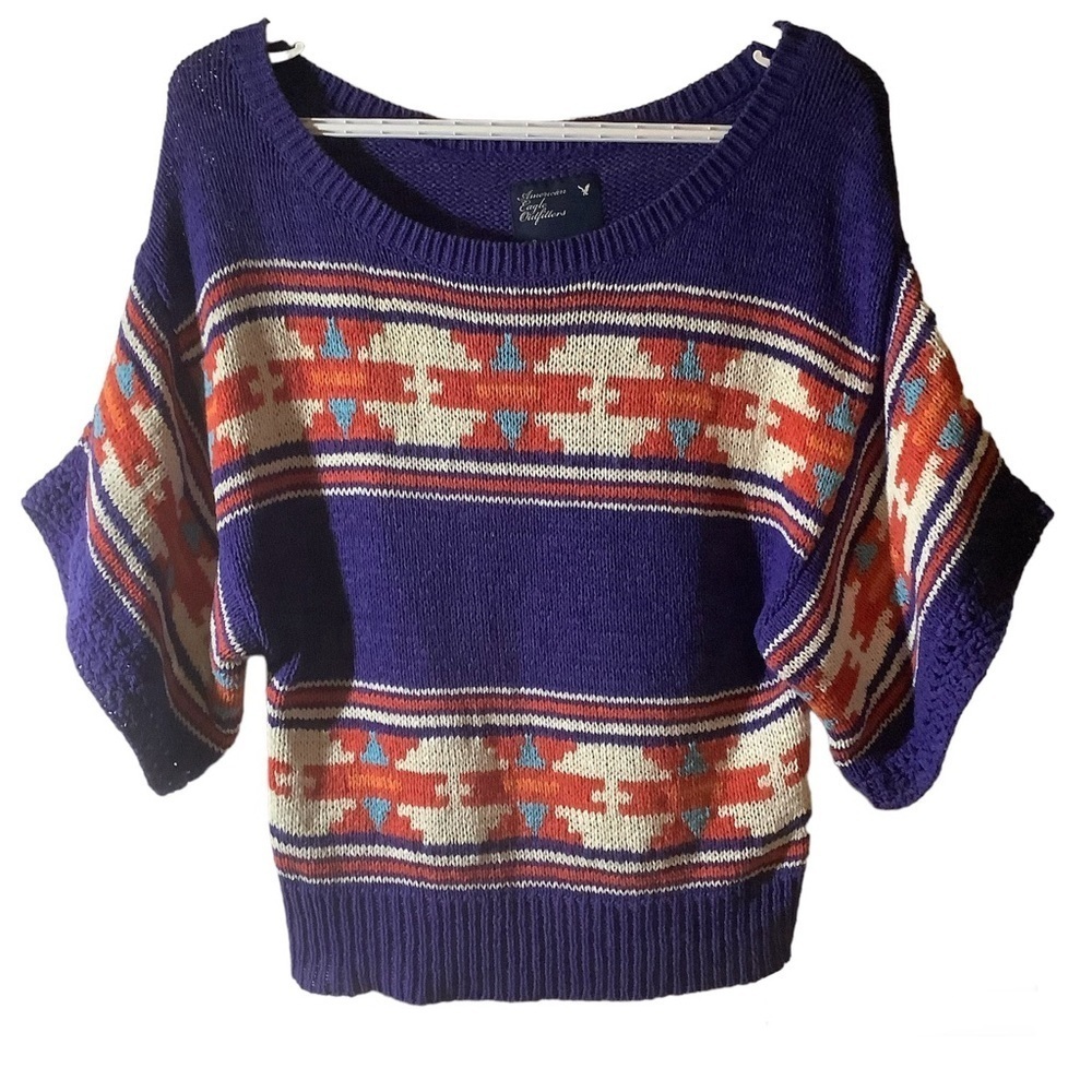 AMERICAN EAGLE OUTFITTERS MULTI-COLOUR COTTON BLEND KNIT SWEATER/ Size Small